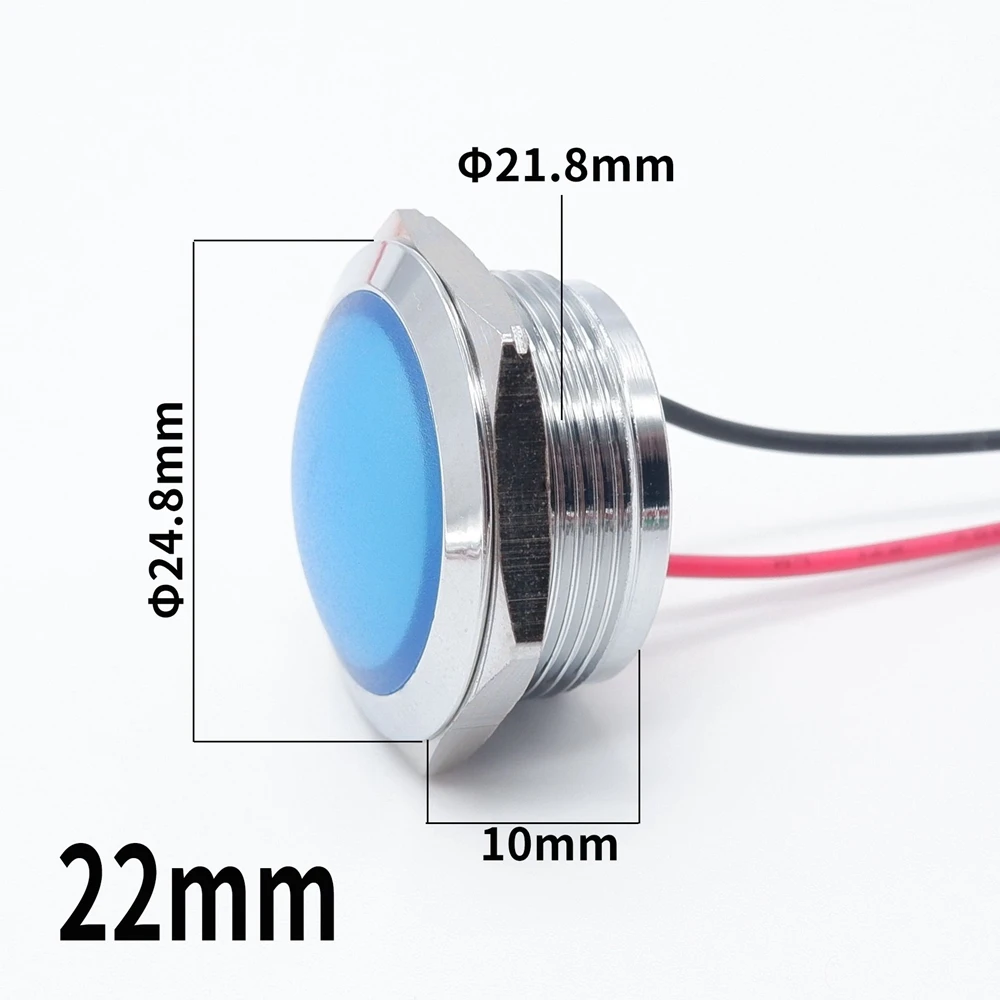 12mm 16mm 19mm 22mm 금속 LED 표시 등 방수 구형 원형 신호 램프 빨간색 주황색 파란색 녹색 흰색 패널 마운트 12V
