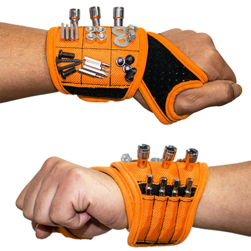 

Magnetic Wristband with Strong Magnets Holds Nails, Drill Bit. Gift for Father, Boyfriend. Belt Screw Holder Tool Storage Wrist