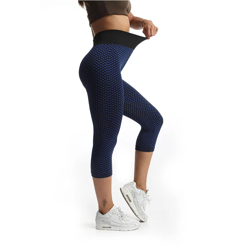 VISNXGI Grid Tight Yoga Pants Women Seamless High Waist Leggings Breathable Gym Fitness Push Up Clothing Workout Capris Mid-Calf aerie leggings