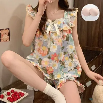 مجموعة مثير المرأة الصيف منامة أكمام ملابس خاصة السراويل مجموعات قصيرة الأكمام ملابس خاصة المرأة بيجامة النوم صالة النوم 2