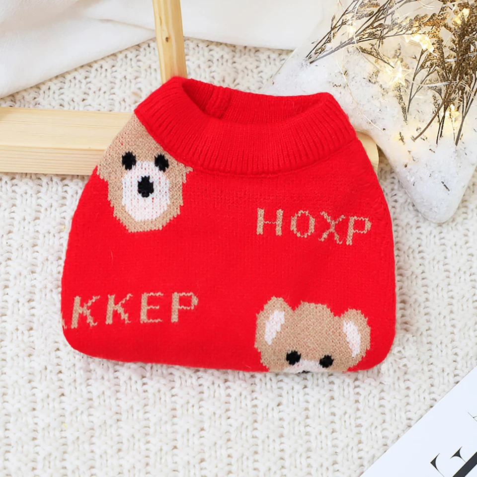New-Year-Dog-Clothes-Red-Festive-Puppy-Sweater-Pet-Cartoon-Pullover-Bear-3-Knitwear-Autumn-and.jpg Újévi Kutya Ruhák Piros Ünnepi Kiskutya Pulóver Kisállat Rajzfilm Pulóver Medve 3 Kötöttáru Őszi És Téli Melegebb, Mint A Medve - Image 5