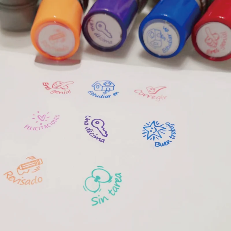 

1pc new 20mm Teaching Tools Kids Encourage Seal Student kids Gift Teacher Spanish Reward Fast Comments Stamps Self-inking
