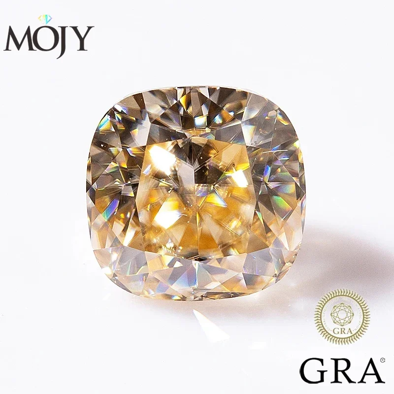 Mojy Color Champagne Moissanite Stone Cushion Cut 0.5 ~ 6.0Ct Lab Gemme Sciolte Pass Diamond Tester Con Certificato Gra Gioielleria Raffinata