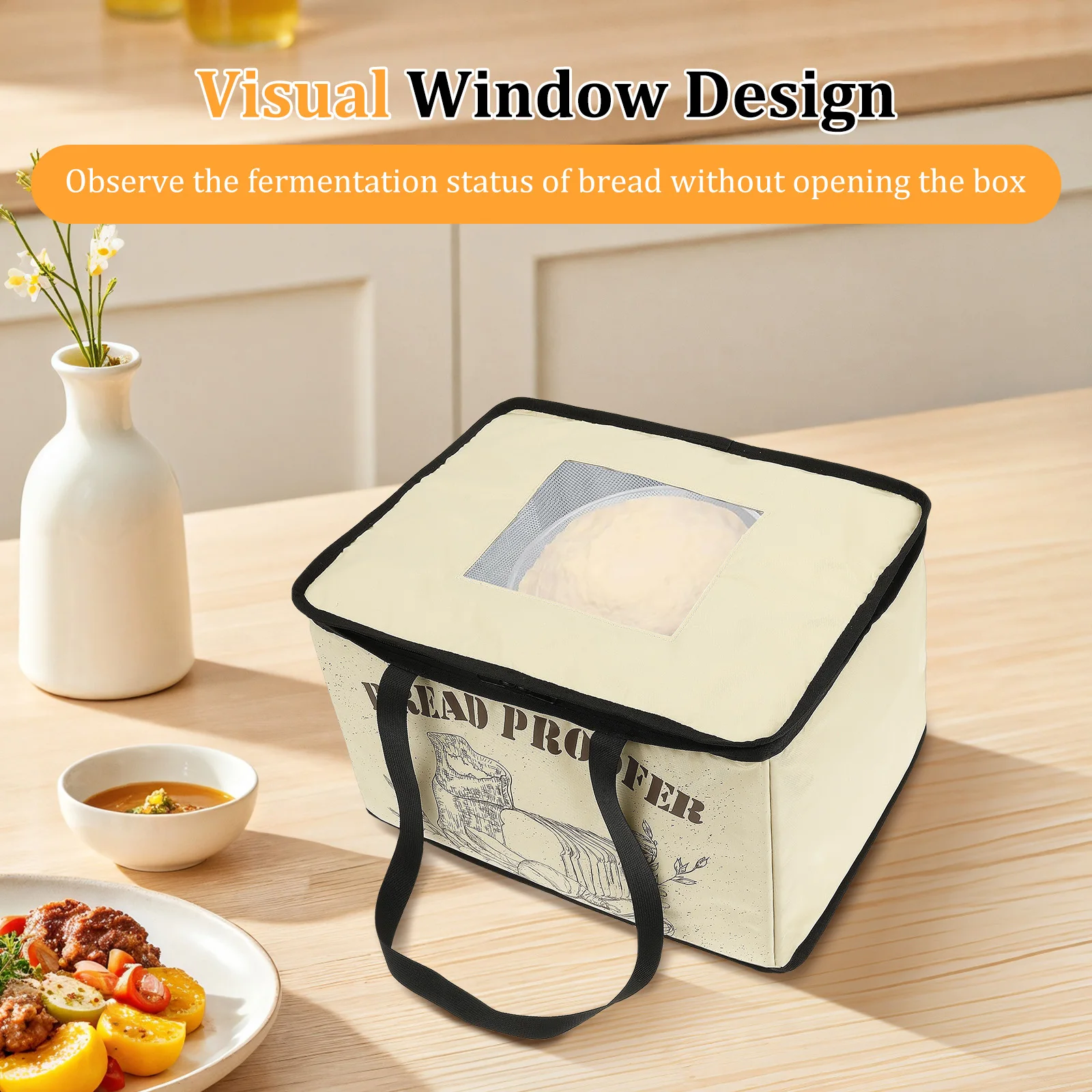 1Pc Bread Proofing Box Large Capacity Dough Proofing Box with Time Controller Foldable Bread Proofer for Pizza Yogurt and Butter