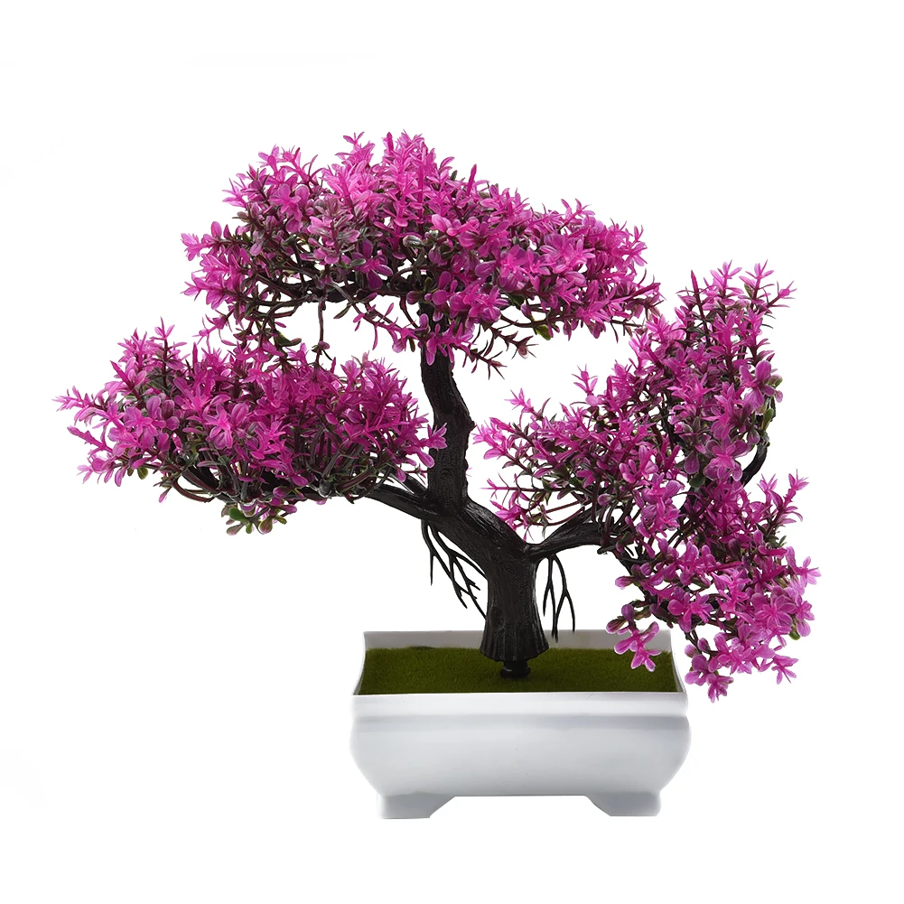 Festival Topfpflanze Simulation dekorative Bonsai Home Office Kiefer Baum Geschenk DIY Ornament Hotel Garten künstliche Bonsai rosa – Detail 5
