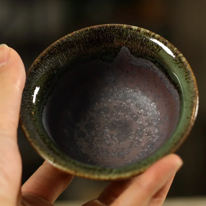 Retro Iron Rust Glaze Ceramic Gaiwan Tea Tureen Teaware Cup Chinese Temmoku Tea Bowls Vintage Chawan Ceramony Set 150ml