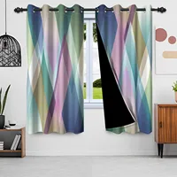 2pcs/set Colourful Gradient Window Curtain Bright Multicolor Blackout  Polyester Fabric Study Bedroom Living Room Decor Curtain 2