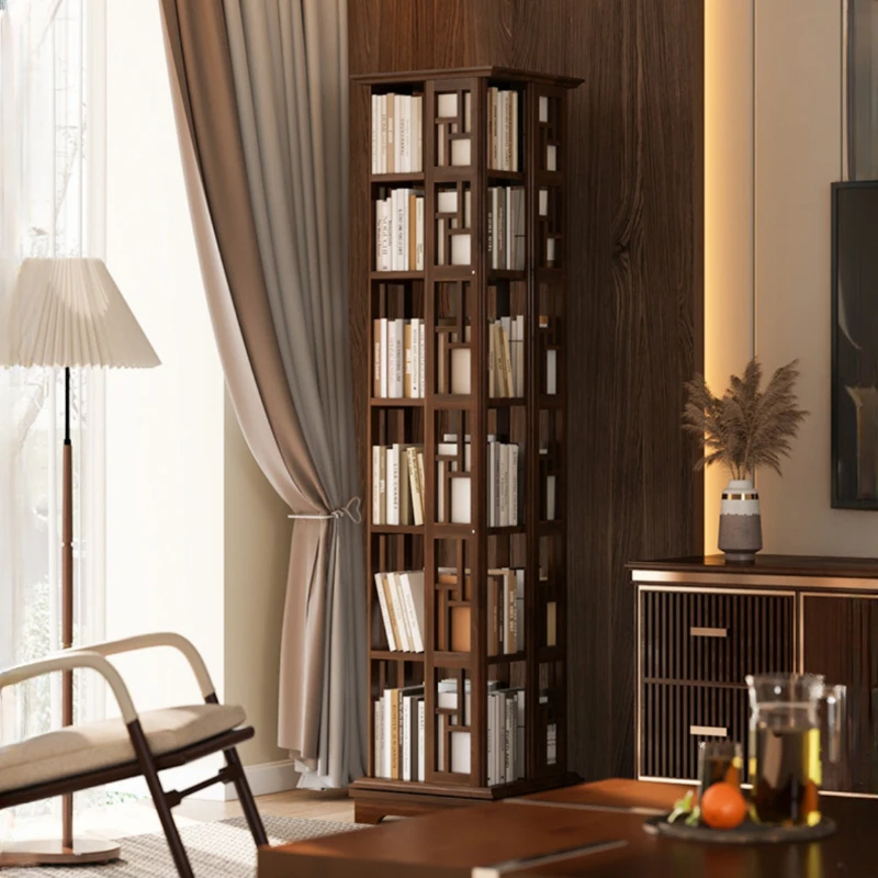 

Divider Arcyic Open Bookcase Wheels Designs Tall Narrow Wooden Mobile Book Shelf Rotating Display Estanteria Libros Furniture