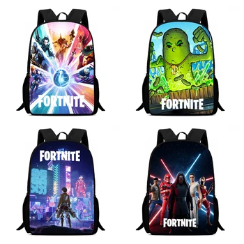 15 Inch Fortnite Cartoon Backpack - Lightweight Ergonomic School Bag for Boys Girls Age 5-8, Unisex Kids Back to School Gift 1
