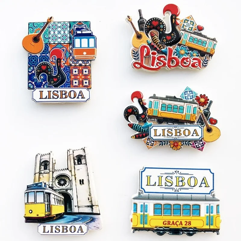 цена Portugal Lisbon Travelling Fridge Stickers Creative Tourist Souvenirs Home Decor Fridge Magnets Message Board Magnetic Stickers