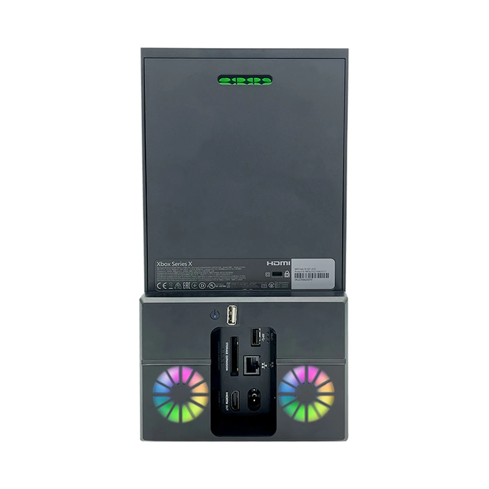 Heat Dissipation Fan Vertical Cooling Fan with Dual Fans and USB Port Host Side Radiator RGB Colorful for Xbox Series X Console