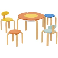 Ensemble de table et chaises pour enfants en forme de fleur, 5 pièces, avec sac de rangement, portable, pour salle de jeux, chambre à coucher, bureau d'étude, dessin, jeu, repas, combinaison table et chaise pour tout-petits 2