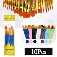 10Pcs/Lot Multi-functional Watercolor Brush Pearlescent Plastic Rod Nylon Hair Hook Line Gouache Oil Brush School Art Supplies 1