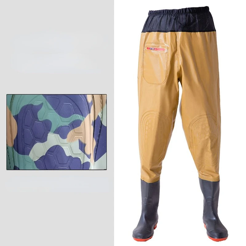 AllinOneFishingWaderswithHeavyDutyWaterproofPantsandBoots