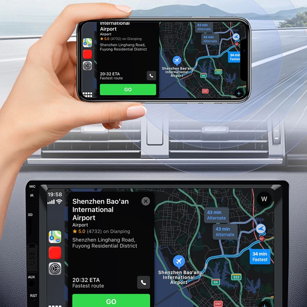 

7-дюймовый автомобильный радиоприемник Mirrorlink Apple Carplay Android автомобильный MP5-плеер HD портативный автомобильный стерео USB TF камера заднего вида FM-приемник