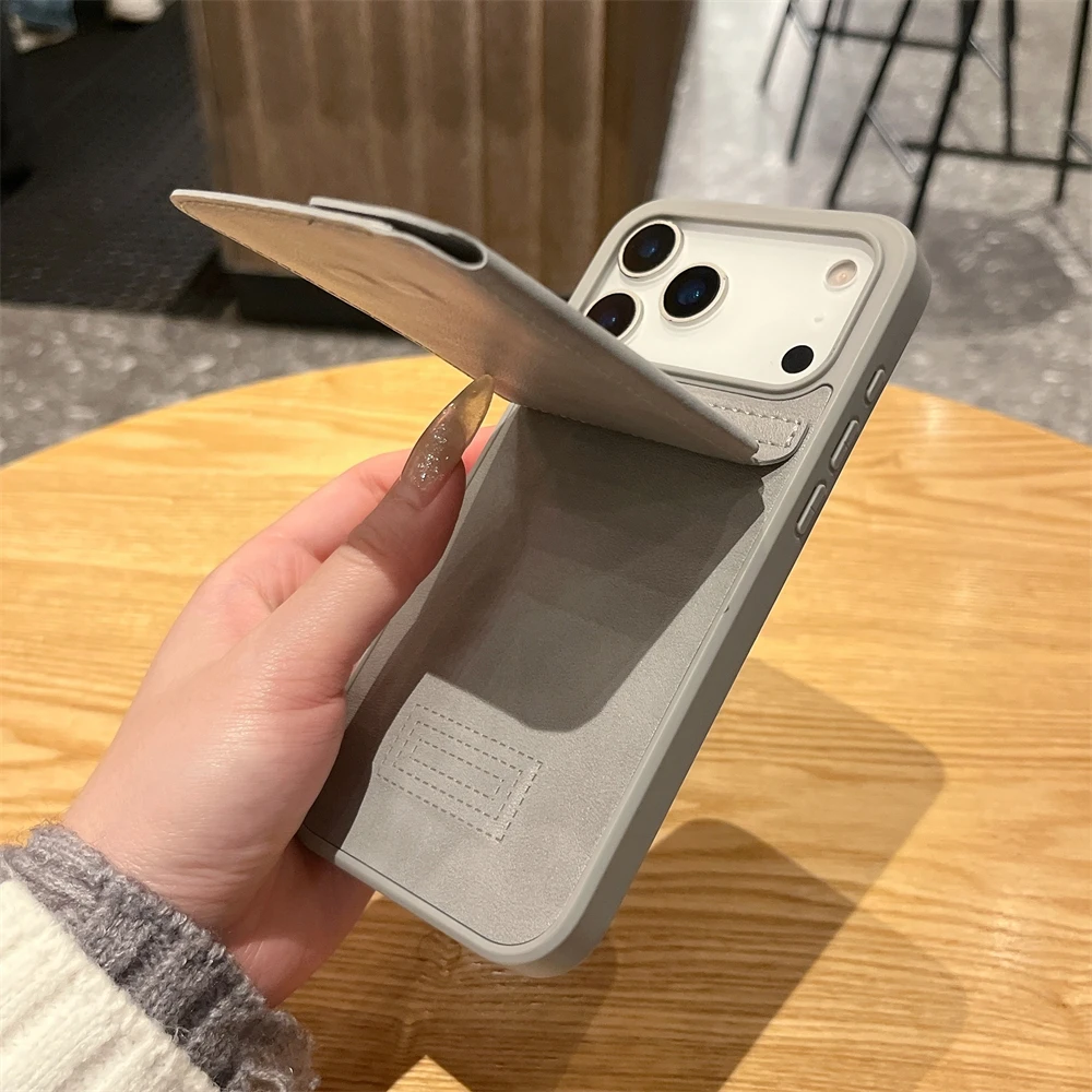 Sleek Matte Leather Wallet Phone Case with Card Slots