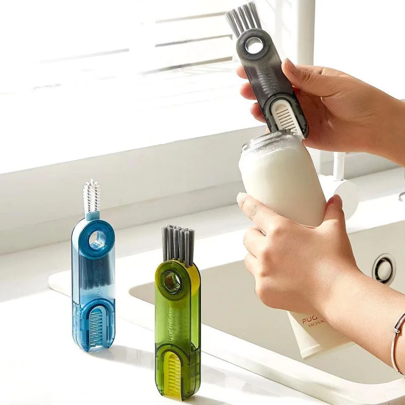 

3 In 1 Bottle Gap Cleaner Brush Multifunctional Cup Cleaning Brushes Water Bottles Clean Tool Mini U-shaped Brush