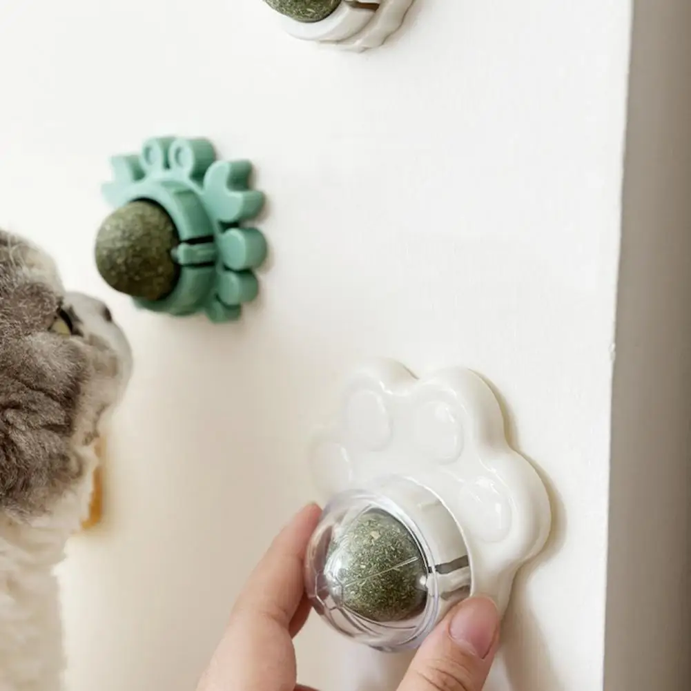 

Plaque Tartar Removal for Cats Promote Digestion Catnip Wall Ball Toy Stick-on Design Freshen Breath Teeth Grinding Cartoon Cat