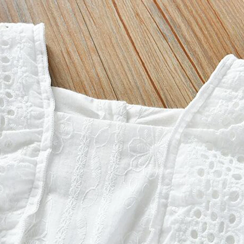 Girls Dress Princess Costume Kids Clothes Casual Fashion Clothes Summer Baby Girls Dress Short Sleeve Hollowed Out Cotton White Princess Dress Kids Party Dresses