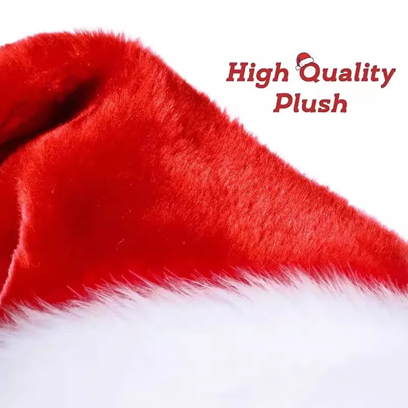 Christmas Hats New Year Thick Plush Hat Pompom Adults Kids Whole Family Festive Red White Xmas Santa Claus Gifts Warm Winter Cap