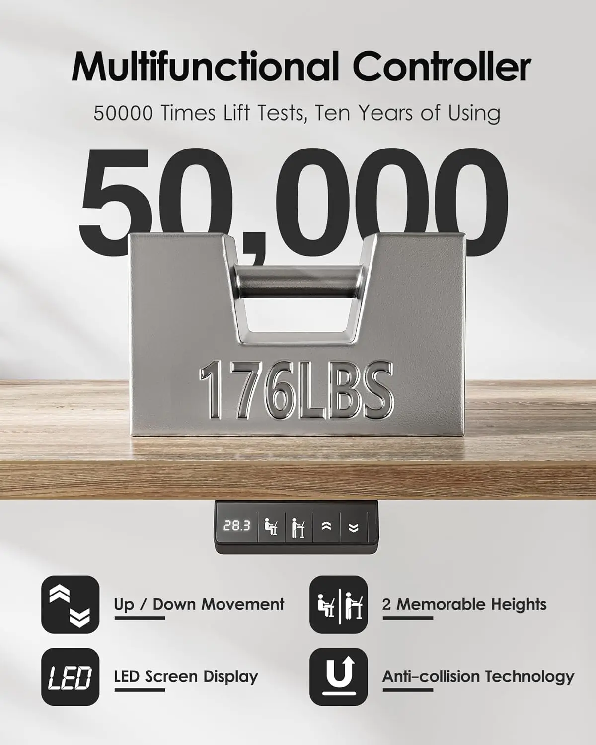 Height Adjustable Electric Standing Desk 47.2 x 23.6 inch, Sit Stand Up Desk Splice Board Computer Home Office Desk White Frame