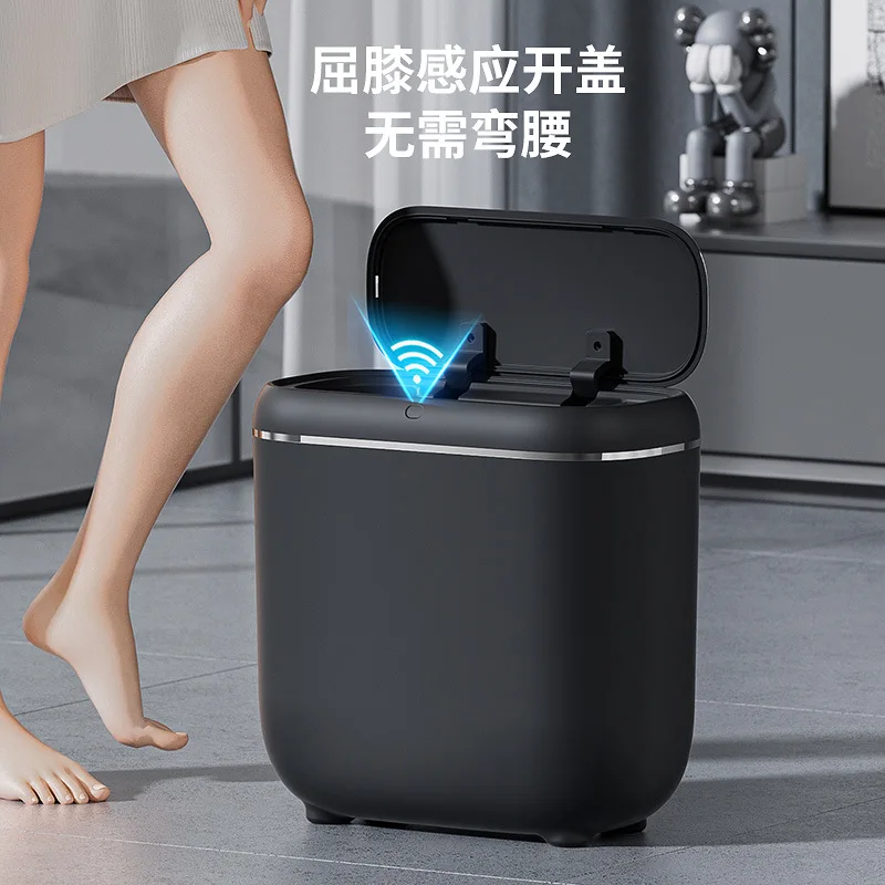 Trash Can 14L Automatic Sensor Trash Can Electric Touchless Smart Bin Kitchen Bathroom Waterproof Bucket Garbage With Lid Home Wastebasket