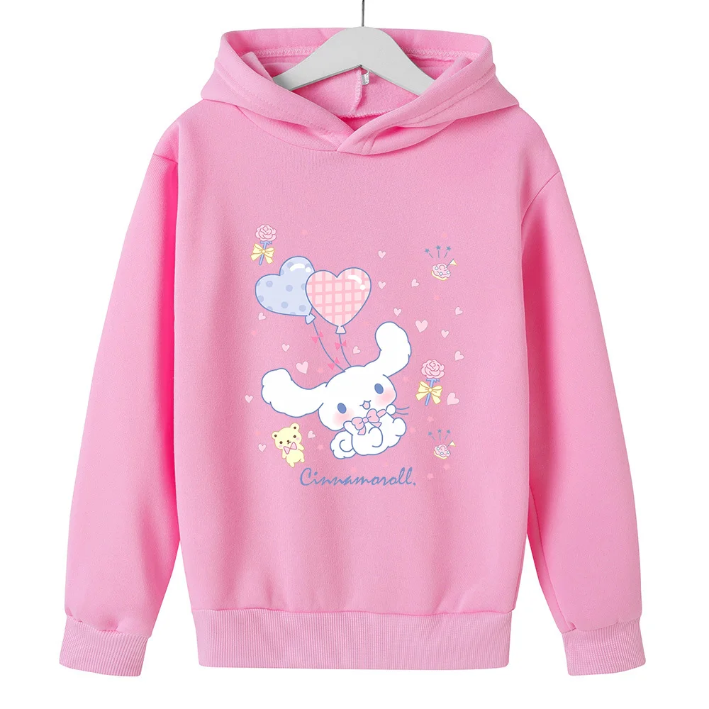 

Детские толстовки Cinnamoroll, свитшот, кавайный пуловер Sanrio, модная повседневная одежда с аниме-рисунком, теплые топы для девочек и мальчиков