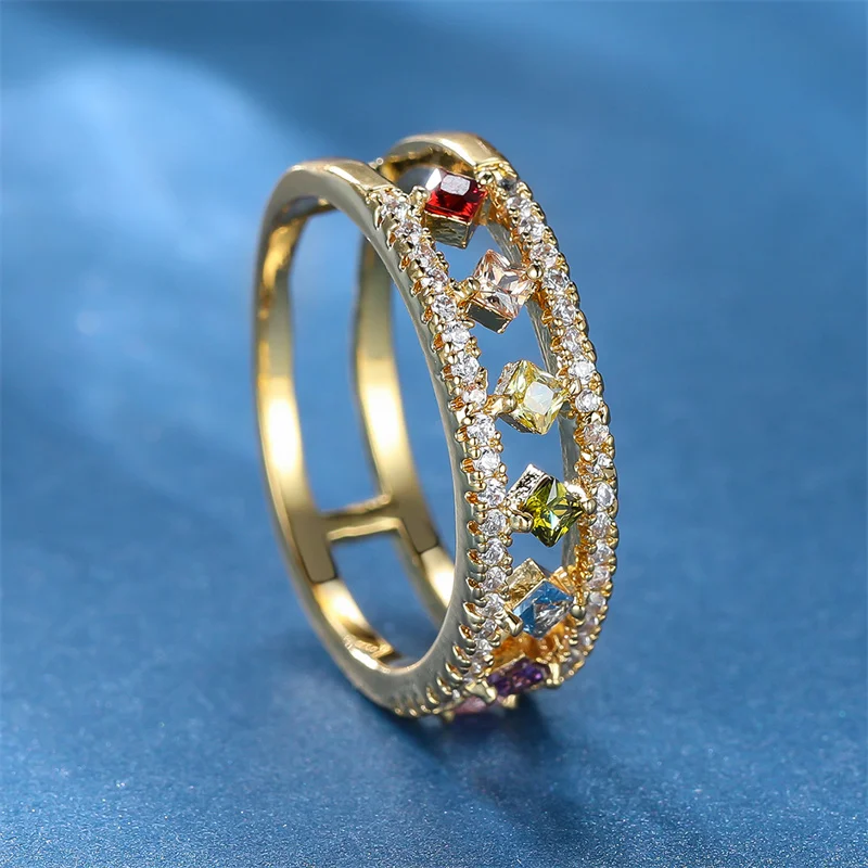 Square Zircon Engagement Rings for Women