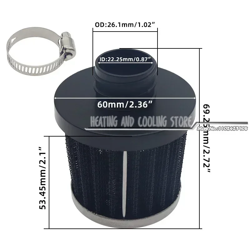 25mm Air Diesel Parking Heater Intake Filter Silencer With Clamp For Webasto Dometic Eberspacher Heaters Accessories