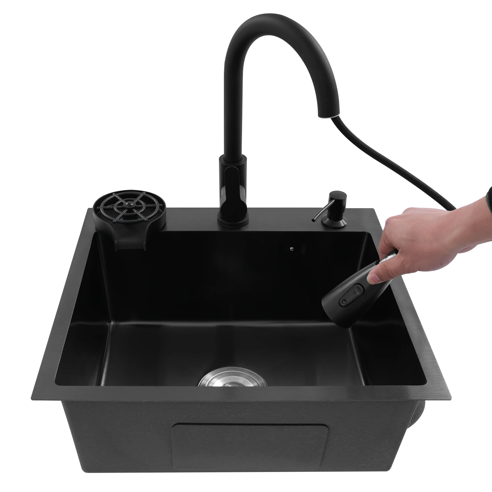 Stainless Steel  Kitchen Sink with Pull-Out Faucet Multi-functional Kitchen Sink Dish Basin Sink 50*45cm 5