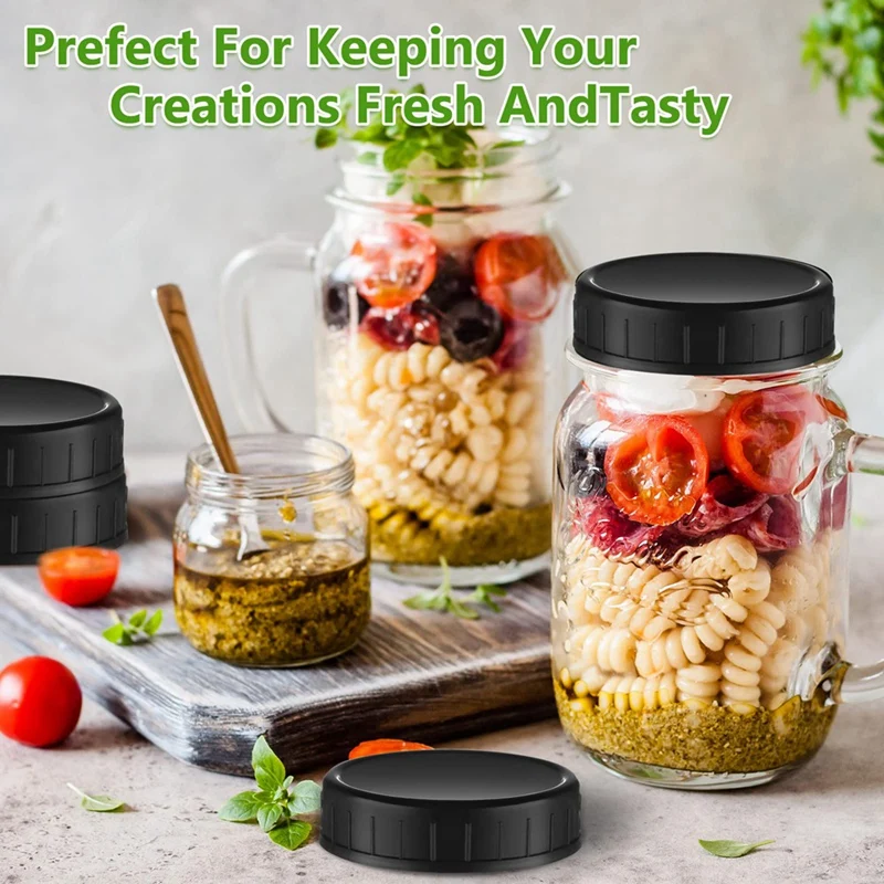 30 Pcs Multipurpose Mason Jar Plastic Lids (70Mm) With Rubber Seal-Perfect For Regular Mouth Canning Jars Easy Install
