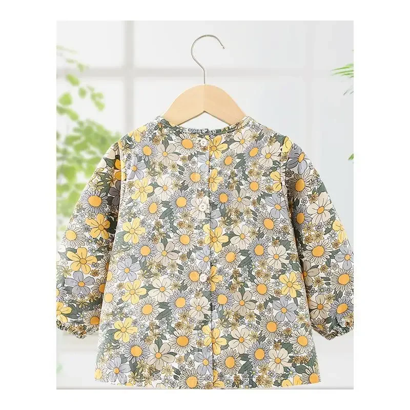 Pure Cotton Long Sleeve Children's Apron Coat Waterproof Dirty Proof Outdoor Wear for Babies in Kindergarten Autumn Winter