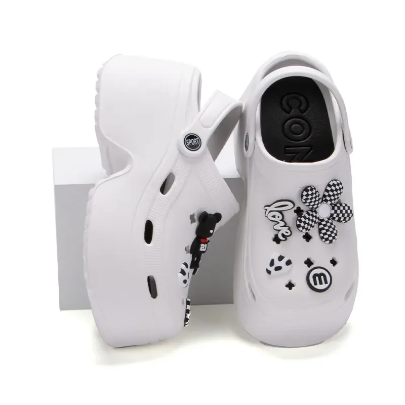 Women sandals Fashion Diy Platform Clogs Sandals Women Summer Thick Sole Wedge Slippers Woman Closed Toe Non Slip Outdoor Sandalias Mujer