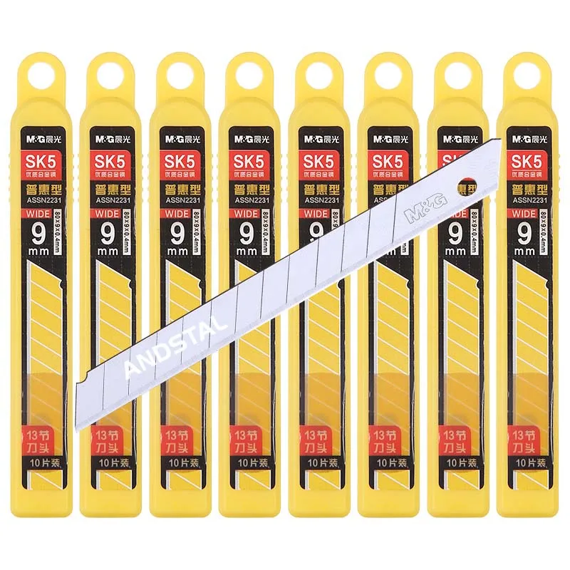 Andstal 80pcs/lot M&G SK5 Steel Cutter Blades 9mm Cutting Utility Knife