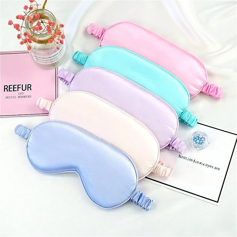 1PC Women Imitated Silk Sleep Eye Mask Portable Travel Eyepatch Nap Eye Patch Rest Blindfold Cover Sleeping Night Eyeshade