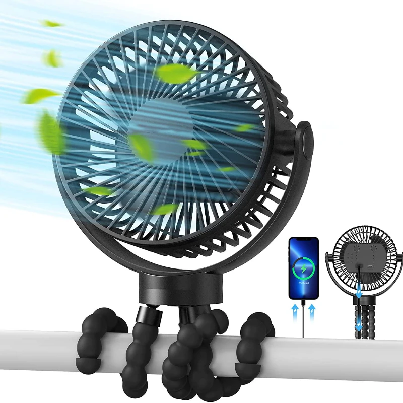

Portable Stroller Fans 1200 2000 2500 5000mAh Desk Handheld Clip Fan Baby Stroller Travel Car Camping USB Rechargeable Small Fan