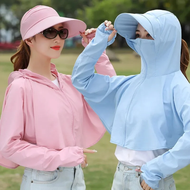 

2022 Summer New Outdoor Cycling Korean Thin Section UV Protection Sun Protection Clothing Hat Detachable Jacket Women Trend M107