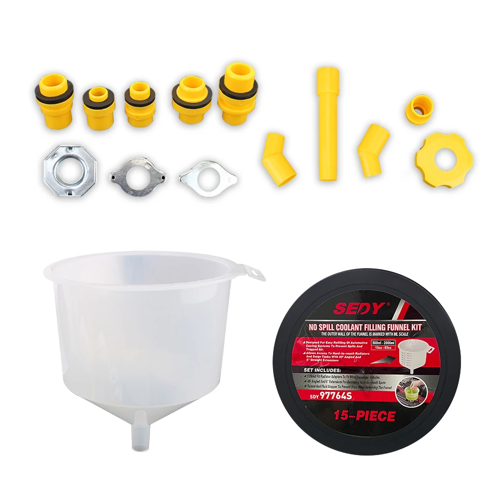 

15Pcs/Set Plastic Filling Funnel Spout Spill Proof Coolant Filling Kit Fit Universal Vehicles Pour Oil Tool Car Accessories
