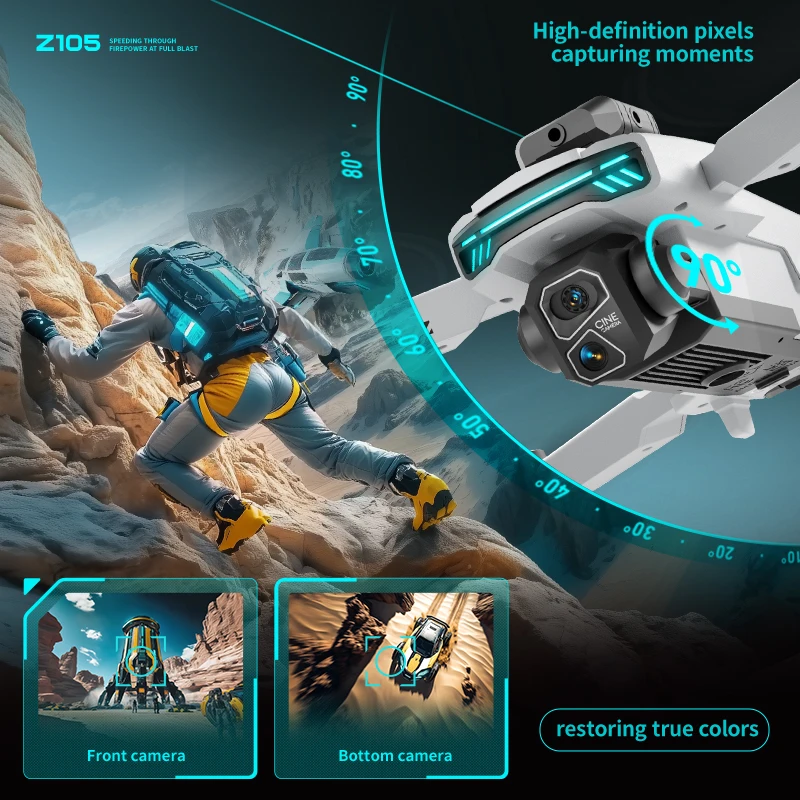 Nuovo Drone Z105 MAX 4K GPS con Doppia Fotocamera HD Grandangolare 1080P, Motore Brushless, FPV per Fotografia Aerea all'Aperto, Regalo per Bambini e Adulti - immagine 4