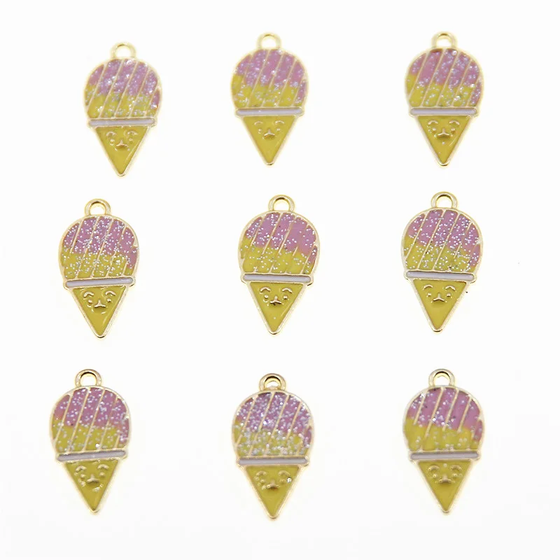 

50pcs 20*11mm Colorful Ice Cream Charms alloy Mini Simulated Food Pendant for Jewelry Making alloy Charms DIY Making Accessorie