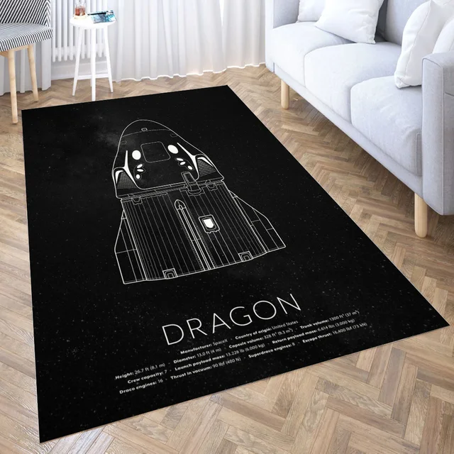 SpaceX-alfombra Crew Dragon 2 para sala de estar, alfombrilla de baño, decoración para puerta, dormitorio 1