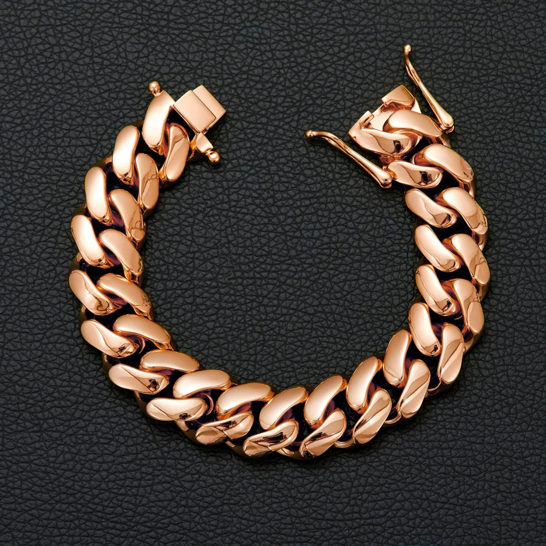 8-22mm Hip Hop Bling Rose Gold Color 316L Stainless Steel Dense Cuban Miami Link Chain Necklaces for Unisex Rapper Jewelry(1PC) - Image 4