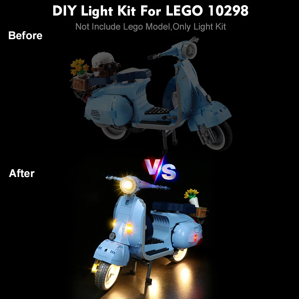 Vonado LED Light Kit for 10298 Roman Holida Vespa 125 Building Blocks Set Toys For Children, Not Include the Model 6