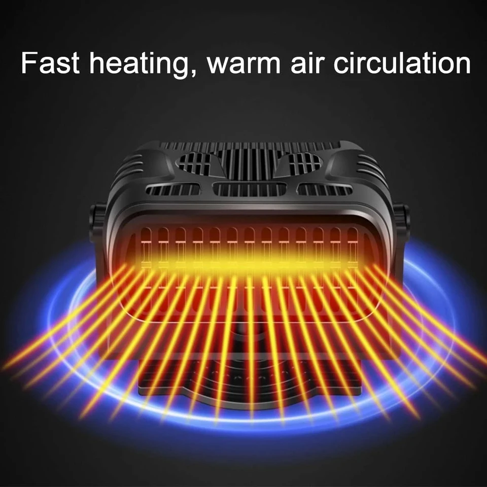 Riscaldatore Portatile Auto 12V 200W – Ventilatore Con Protezione Surriscaldamento, Antiappannamento E Sbrinamento Rapido Per Parabrezza