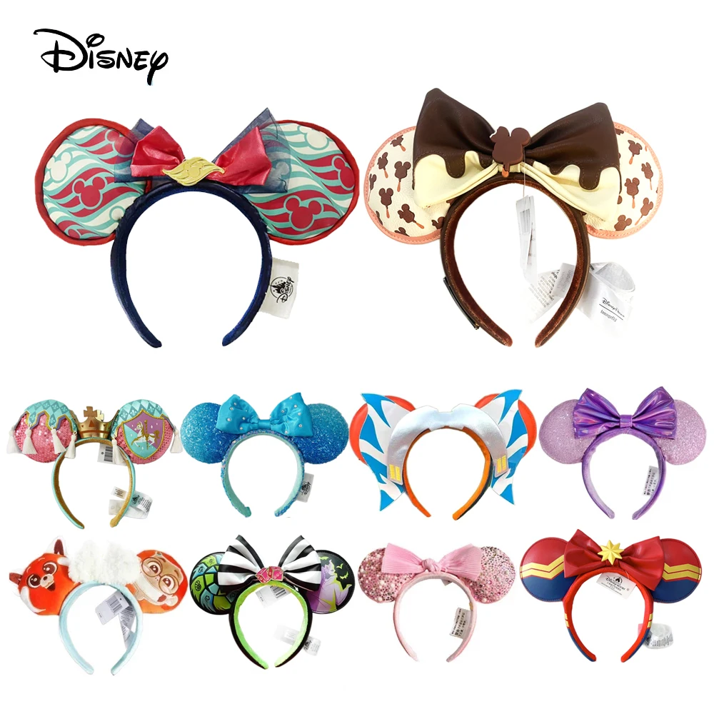 Hair Headband Accessories Cosplay Accessories Disney Minnie Ears Headband Holiday Party Sequins Headdress Bows EARS COSTUME Cosplay Plush Adult/Kids Headband Gift