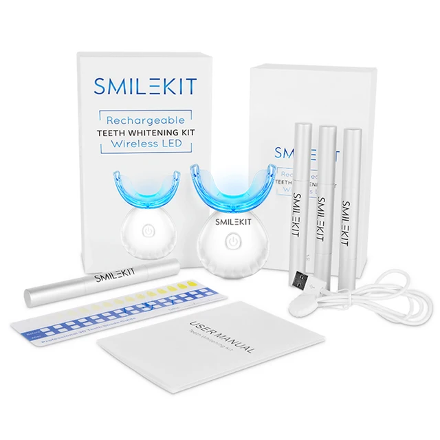 Teeth whitening kit with LED lamp