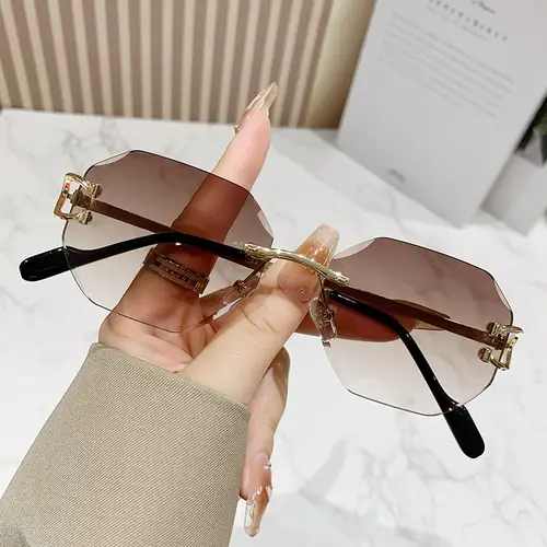 y2k Rimless Irregular Square Sunglasses Women Luxury Brand Design Vintage Punk Popular Metal  Men Sun Glasses UV400 - Image 10