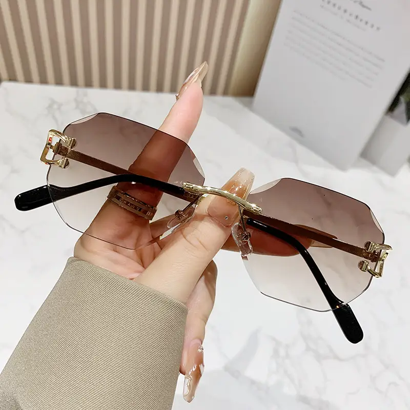 y2k Rimless Irregular Square Sunglasses Women Luxury Brand Design Vintage Punk Popular Metal  Men Sun Glasses UV400 - Image 10