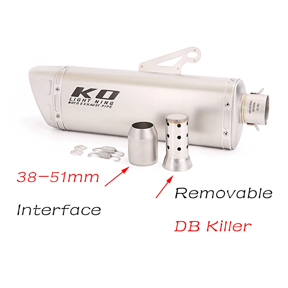 Silp On 51mm Universal Motorcycle Exhaust Pipe Vent Tip Tubes Escape Stainless Steel Silencer Moto Muffler Baffle With DB Killer