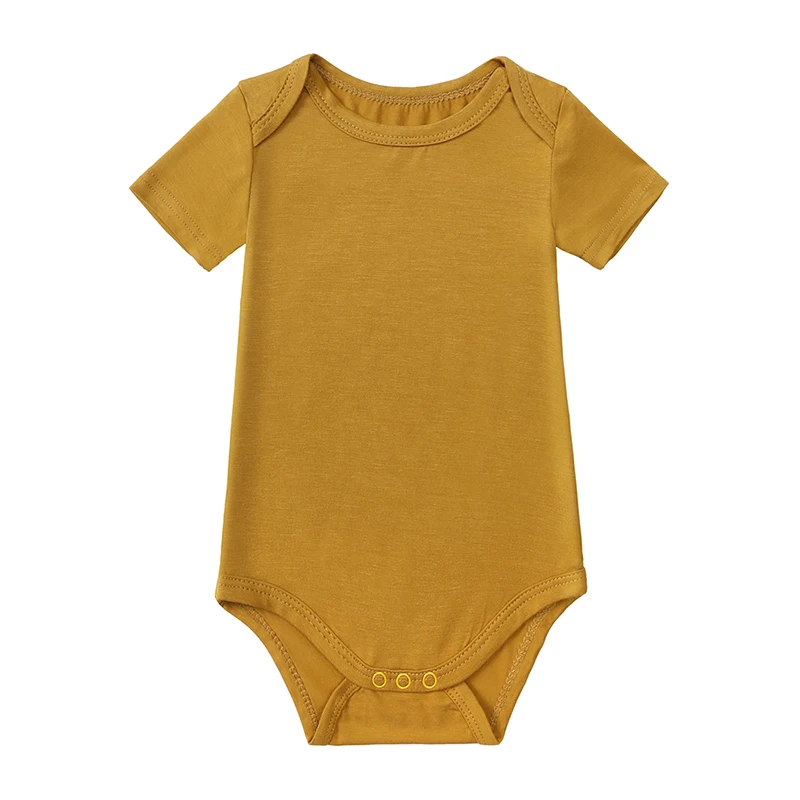 Summer Infant Bamboo Fiber Baby Boy Girls Romper Toddler Clothing Jumpsuit Short Sleeve Cute Onesies Solid Bodysuit For Newborn 4